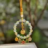 Colgante para Coche del Dios de la Riqueza de Cinco Caminos de Hangzhou con Ábaco de Colores y Candado, Colgante para Coche que Atrae la Riqueza