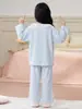 Pijama infantil, colección primavera y otoño, pijama fino de algodón de manga larga con estampado de nubes para niñas, nuevo estilo 2026, ropa de estar popular para niñas