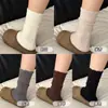 Meias Brancas Leitosas para Mulheres, Estilo Outono e Inverno, Meias de Cano Médio, Meias de Lã Grossas e Quentes, Adequadas para Usar no Inverno com Sapatos Birkenstock, Meias com Babados de Renda
