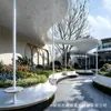 Gazebo Escultura de Aço Inoxidável Grande Personalizado para Exterior Pavilhão de Paisagismo de Jardim Estrutura de Aço Metálico Corredor de Forma Irregular