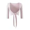 Cárdigan de Encaje Trenzado con Bloques de Color y Manga Siete para Mujer Principios de Otoño Cinturón Ceñidor de Cintura Busto Acolchado Camisola Corta Conjunto Casual de Pantalones Rectos