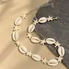 Collar tejido estilo playa hawaiana con estrellas de mar y conchas, simple y único, con cierre de langosta, cadena para la clavícula, suministro mayorista transfronterizo