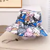 Sombrero Infantil Estilo Japonés Transfronterizo Animales de Dibujos Animados Graffiti Sombrero de Sol para Bebé Niña de 3-8 Años Sombrero de Pescador Sombrero para el Sol