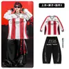 Ropa de Street Dance para Niños Ropa Hip Hop de Moda para Niños Rayas Rojas y Blancas 03 Conjunto de Ropa de Baile Traje de Presentación para Niñas Niños
