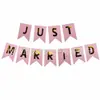 AliExpress Amazon Novo Bronzear Cauda de Peixe Flor Letras JUST MARRIED Bandeira Palco Aniversário