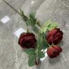 Paño de seda largo de 4 cabezas, rosa europea, flor decorativa artificial, simulación de rosa, ramo de boda, adornos de interior al por mayor