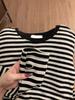 Camiseta Base Rayada para Mujer, Diseño Único, Algodón, Corte Holgado, Adelgazante, Cuello Redondo, Camiseta de Manga Larga, Versátil para Otoño