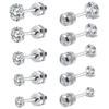 Aretes de tuerca de circonita transfronterizos 5 pares cristal cuadrado aretes de tuerca de circonita con cierre de rosca aretes cuadrados de lágrima ligeros para hombres y mujeres