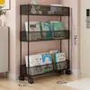 Prateleira de armazenamento para porta com rodas, carrinho pequeno, estante, adequada para quartos, salas de estar e quartos de crianças, multi-camadas, armário de armazenamento simples com grande capacidade