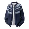 Suéter de tricô Fair Isle, cardigã de casal masculino e feminino, gola redonda, estilo vintage, outono/inverno, atacado de uma fábrica transfronteiriça