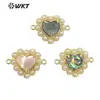 WT-PC007 exquisito color brillante superficie corrugada carcasa pequeño colgante conector DIY aretes collar joyería para mujeres