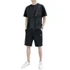 Traje Deportivo de Verano para Hombre Tendencia Camiseta Fina de Manga Corta Pantalones Cortos Ropa de Hombre Combinación Atractivo Conjunto de Dos Piezas