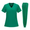 Fornecimento direto da fábrica de uniformes cirúrgicos médicos, macacões cirúrgicos com elasticidade em quatro direções, roupas de trabalho estilo jogger de manga curta para clínicas médicas e de beleza