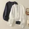 En stock Camisa Vintage Abrigo para Mujer Verano Artístico Manga Larga Cárdigan Top Diseño Camisa Fina Suelta Protección Solar