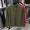Suéter Nuevo para Hombre de Otoño e Invierno con Cuello Semi Alto, Pulóver con Cremallera, Marca de Moda, Camisa Base de Punto de Alta Calidad, Ropa para Hombre Jacquard