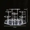 Suporte de exibição de acrílico de alta transparência de fábrica, suporte de exibição de boneca, suporte de exibição de acrílico hexagonal, suporte de exibição de acrílico em escada