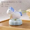 Adorno giratorio de cerámica de caballo pequeño con esmalte de cristal de Jingdezhen, una mascota de la buena suerte, regalo de Año Nuevo, artesanía de cerámica