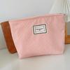 Bolsa Cosmética Casual de Pana de Color Sólido, Clutch Portátil de Viaje con Cremallera, Bolsa de Almacenamiento para Artículos de Aseo