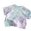 2026 Roupas Infantis Verão Estilo Coreano Estampa Ativa Camiseta de Manga Curta para Meninos e Meninas com Design de Estrela de Cinco Pontas Moda de Verão
