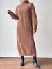 Vestido tipo suéter para mujer, de comercio exterior transfronterizo de Amazon, a la moda, con cuello alto, manga larga, de punto, color liso, falda larga interior.