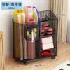 Cesta de Armazenamento para Tapete de Yoga com Rodas, Rack de Armazenamento para Equipamentos Esportivos e de Fitness, Suporte para Halteres, Rack de Armazenamento para Raquetes de Badminton e Bola de Basquete