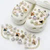 Charms para sapato Croc DIY corrente de pulseira de flor de pérola tridimensional flor de sapato estilo balé removível acessório de sapato decoração