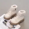 Botas Martin de Peluche Dulces Forradas para Niñas 2026 Invierno Suela Gruesa Antideslizantes Cálidas de Cuero Botas Cortas de Princesa con Lazo