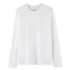 Camiseta de Algodón Puro Pesado de 230g, Manga Larga Holgada, Hombros Ligeramente Caídos, Color Sólido, Cuello Redondo, Camiseta Base de Algodón, Tops para Primavera y Otoño, Camiseta