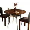 Mesa de Jantar Sólida em Madeira Estilo Medieval, Mesa Redonda Pequena para Uso Doméstico, Mesa Dobrável Retrô, Mesa de Jantar Redonda, Mesa de Varanda, Cadeiras, Mesa de Centro