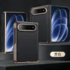 Aplicable a Funda para Teléfono Xiaomi 18Fold Plegado Medio Eje Medio Magnético Resistente a Caídas Moda Borde Dorado Negocios Imitación de Cuero Carcasa Inferior Única