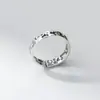 Anillo de Plata de Ley S925 Nalan Patrón de Cara Sonriente de Plata Tailandesa Estilo Retro Personalizado Tendencia Joyería de Mano para Mujer R00823