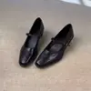 Versión de cuero~Zapatos de mujer retro francés modelo nuevo 2026 punta cuadrada tacón alto bajo tacón grueso zapato Mary Jane para el trabajo