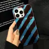 Funda Adecuada para Teléfono Móvil Apple 17Pro Color Degradado Carcasa de Papel de Aluminio Rayas Marrones Funda Protectora para Mujer Iphone16