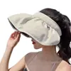 Gorra de goma negra de verano para protección solar de mujer, nuevo sombrero de sol con parte superior vacía, sombrero de concha transpirable, sombrero de playa, venta al por mayor
