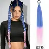 Extensiones de Cola de Caballo con Banda Elástica de Hilo Dorado y Plateado para Mujer, Cabello Largo Liso, Trenzas Retorcidas Trenzadas de Cola de Caballo Multicolores Láser