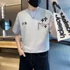 Camiseta de manga corta de algodón puro de peso pesado para hombre, nueva de verano, talla grande para hombre, top americano holgado, ropa para jóvenes y chicos