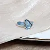 Anillo de Mariposa Líquido Frío con Degradado Azul Glaciar Guofeng para Mujer, Lujo Ligero, Estilo Frío, Dulce, Fresco, Moda, Anillo para Dedo