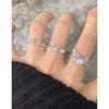 1377 K-Style Ins Nicho Diseño de Lujo Accesible Textura Plisada Anillo Flor Mariposa Plata Esterlina S925 Anillo de Plata para Mujer
