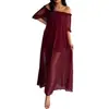 Comercio electrónico transfronterizo, estilo europeo y americano, vestido largo de malla transparente, camisón, bata, con abertura, sexy, transparente, diseño de un solo hombro, estilo de verano fino y transpirable