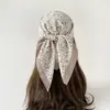 Lenço de Seda Floral Retro de Luxo Leve Transfronteiriço com Toque Macio, Lenço de Cabeça, Lenço, Lenço de Seda para Primavera e Outono, Lenço Quadrado Médio Feminino