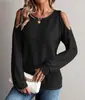 2025 Europeo y Americano Transfronterizo Amazon Temu Otoño e Invierno Nuevo Hombros Descubiertos Casual Camiseta de Manga Larga Tops Casuales para Mujer