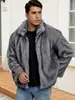 CIF0900 Jaqueta Masculina Europeia Amazon Gola Alta Curta em Couro Sintético Casaco Quente de Pelo Sintético de Raposa