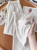 Pantalones Anchos Cómodos y Frescos para Mujer, Estilo Delgado de Verano 2026, Cintura Alta Nuevos de Algodón y Lino Rayados Rectos Casuales Cortos