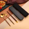Amazon Set Portátil de Cuchara, Tenedor y Palillos Cuchara Tenedor Portugueses Palillos de Madera Tenedor Cuchara para Estudiantes Vajilla para Exteriores