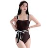 Fábrica de Origen Nuevo Traje de Baño Simple de Una Pieza para Mujer Aguas Termales Estilo Coreano ins Sexy Cubre Vientre Adelgazante