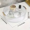 Caixa de armazenamento cosmético de luxo giratória, caixa transparente de mesa, organizador redondo para produtos de skincare de penteadeira