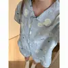 Pijama de Algodón Nube Estilo Coreano para Niña, Conjunto de Dos Piezas Casual de Manga Corta con Cuello Camisero y Rayas Verticales Rosas de Hello Kitty, Se Puede Usar Afuera
