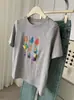 Camiseta Redonda de Manga Corta con Estampado de Frutas Tridimensional para Mujer Verano 2025 Nuevo Estilo Coreano Reductora de Edad Holgada Transpirable