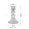 Suporte de vela de vidro minimalista com 3 contas, base de vela de haste alta plana polida, suporte de vela de mesa de restaurante ocidental estilo francês, castiçal romano