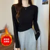Nueva Camiseta de Manga Larga para Mujer Primavera 2025, Ropa Exterior Elegante, Top Base Ajustado